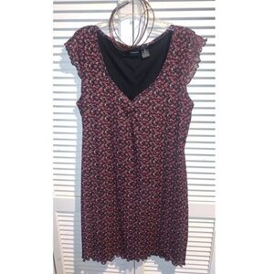 Xhilaration floral black and red midi dress size XL